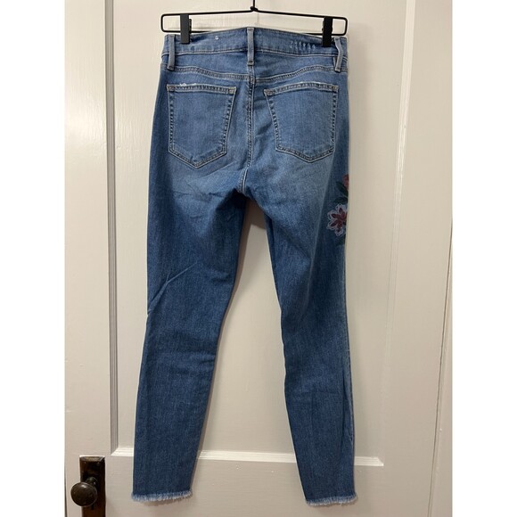 Loft Women's Curvy Skinny Jeans Boho Painted Floral Distressed Size 27 / 4 - Picture 2 of 10